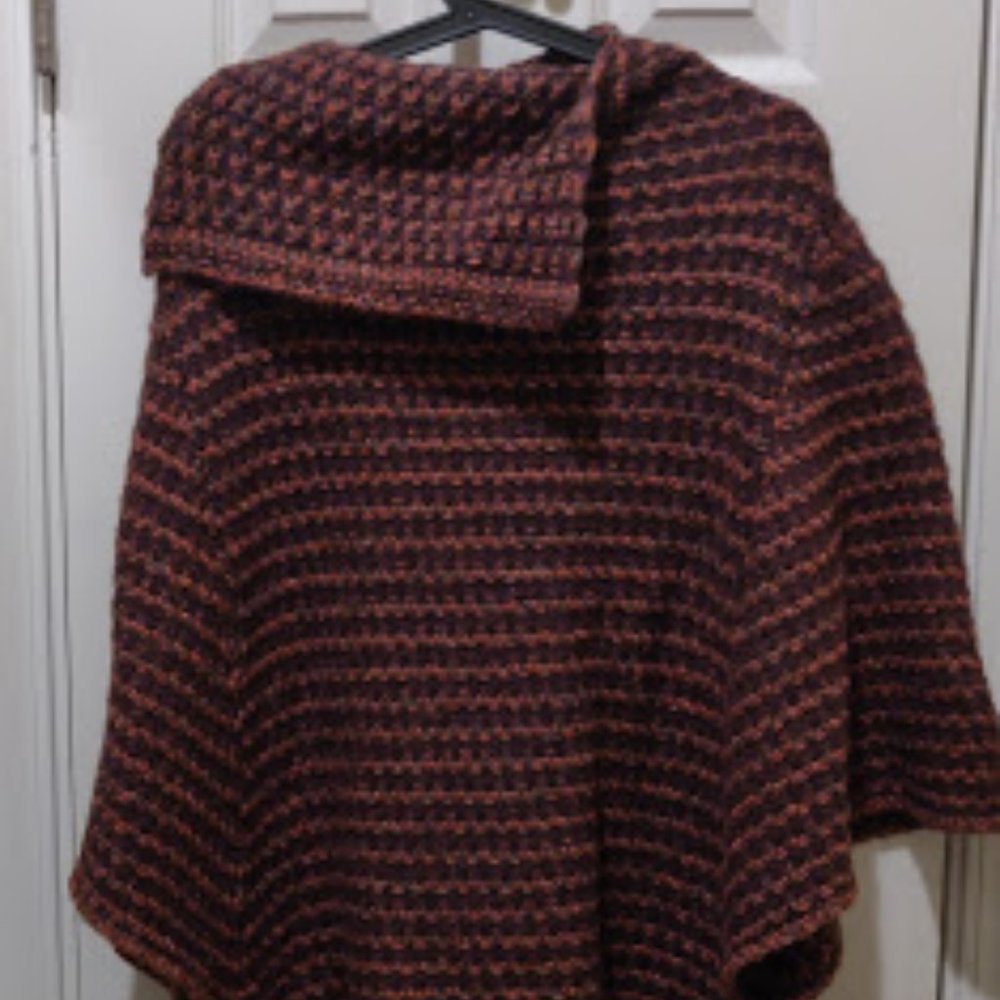 Renee's NYC Burgundy Wool Knit Winter Poncho